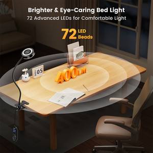 Glocusent Lampe <span class=keywords><strong>de</strong></span> table à clipser améliorée Eye Carging Book Reading Bed Desk Clip on Light sans adaptateur - Product Image 2