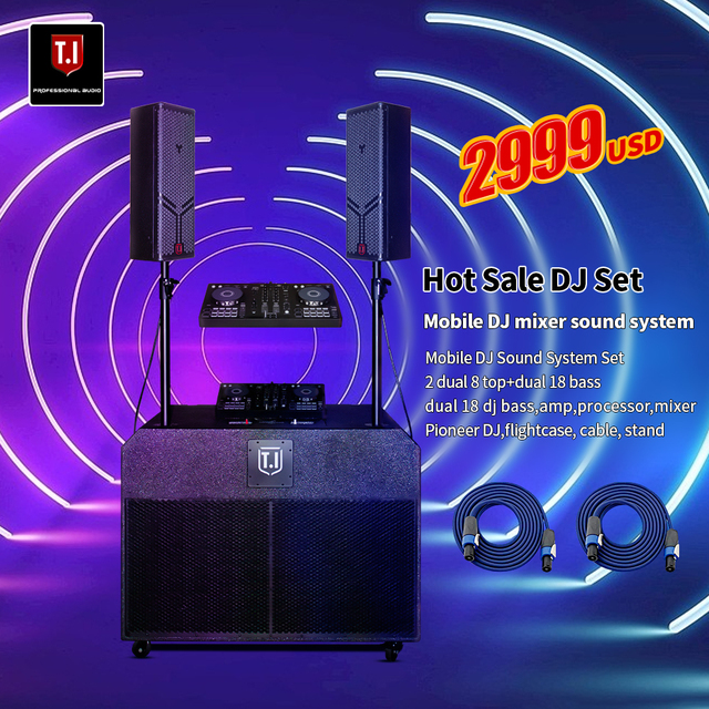 T.I Pro Audio Dual 8 Inch Professional Line Array Speaker Portable Dj Sound System Speakers Set for Party