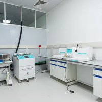 Cadre en bois et acier personnalisé granit plan de travail banc central de laboratoire réglable durable biologie banc d'essai de levage de laboratoire avec étagères
