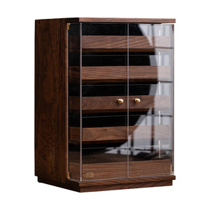 Oogishido Solid Wood <b>Sideboard</b> Black Walnut <b>Storage</b> Cabinet Tea Room Furniture With Glass Door Design - Product Image 5