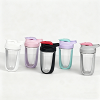 Shaker à protéines transparent personnalisé avec logo, sans BPA, 2 couches, 400 ml, pour la salle de sport et l'extérieur, avec boule mélangeuse