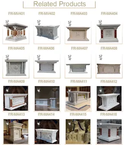 Mesa de altar de mármore personalizada para decoração religiosa, mesa de mármore esculpida para igreja, venda direta da fábrica