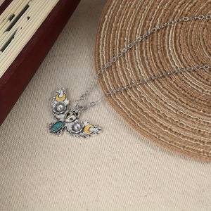 Creative Retro Silvery <strong>Owl</strong> Pendant <strong>Necklace</strong> Artificially Synthesized Synthetic Gemstonestone Pendant <strong>Necklace</strong> - Product Image 2