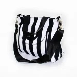 Casual black and white striped womens crossbag young ladies stripe big large shoulder side bags for girls shoulder