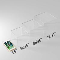 Support de présentation promotionnel moderne en acrylique transparent à trois niveaux en forme de U pour bureau/bijoux/cosmétiques/portefeuilles