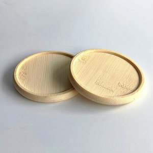 Sous-verre rond en bois personnalisé avec logo gravé au laser OEM, rainuré, résistant à l'eau, pour tasses et tables, vente en gros - Product Image 1