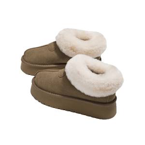 <span class=keywords><strong>Bottines</strong></span> de neige à <span class=keywords><strong>lacets</strong></span> à semelles épaisses pour femmes automne hiver chaud doublé polaire moelleux col en peluche fourrure supérieure 4.5cm talon décontracté - Product Image 5