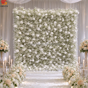 Mur de fleurs artificielles en roses et gypsophiles SMOOTH 2026 pour décoration de mariage - Product Image 1