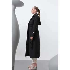 Gabardina Elegante para Mujer, Manga Larga, Tejida, Resistente al Viento, Color Camel, para Otoño - Product Image 2