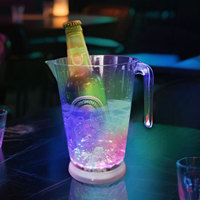 Pichet à bière lumineux en plastique transparent de 48 oz avec poignées pour fêtes, accessoires de bar, promotionnel, pour boissons