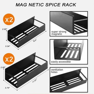 Paquete de 4 estantes magnéticos de Metal para especias, estantes organizadores, soportes y estantes de almacenamiento para refrigerador, microondas, uso lateral - Product Image 6