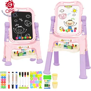 Art Easel Toys Magnetic Chalk Board with Painting Accessories Rotatable Double Sided Easel Drawing Board Toys