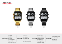 Montre-bracelet multifonctionnelle SKMEI 2690 carrée sportive avec 5 alarmes, chronomètre double fuseau horaire, bracelet en acier inoxydable, boîtier en alliage pour hommes