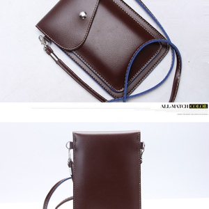 Boshiho - Bolso Bandolera de Cuero Genuino para Teléfono Celular y Tarjetas de Crédito, Diseño Delgado, Bolsillo con Cremallera - Product Image 3