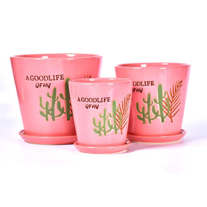 Maceta de cerámica de <span class=keywords><strong>cactus</strong></span> bellamente pintada al por mayor para jardín o uso doméstico para jardineras - Product Image 2