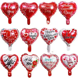 Atacado Inflável Festa Decoração Dia Dos Namorados Alumínio 10 Polegadas Coração Foil Balloon