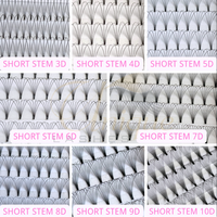 Extensions de cils préfabriquées en gros, noir brun foncé, tiges courtes, volume 3D 4D 5D 6D 7D 8D 10D, fibres PBT 0.07mm, faites à la main