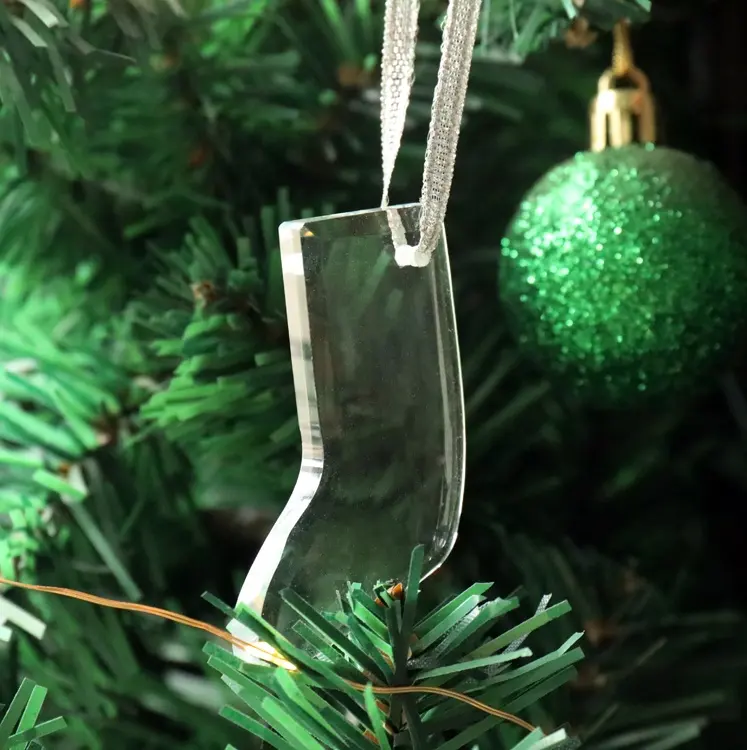 MH-GJ004 Personalized/ Blank crystal christmas ornament stocking shape glass gifts christmas decorations
