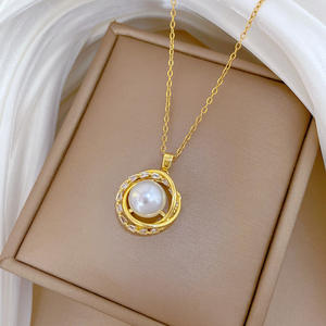 Popular Trendy 18K <strong>Gold</strong> Plated Stainless Steel Pearl <strong>Bird</strong> <strong>Nest</strong> Pendant Necklace Jewelry for Women - Product Image 1