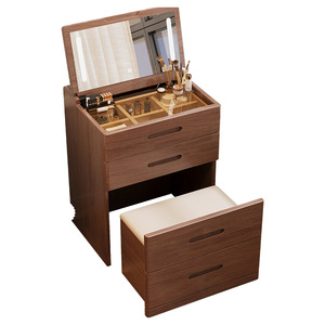 <b>Small</b> Solid Wood Dressing Table With Lighted Mirror Flip Top Modern Minimalist Bedroom Vanity With Storage <b>Drawer</b> And Stool - Product Image 5