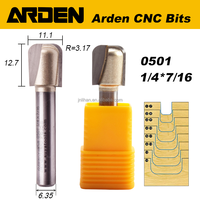Fresa de ranurado ARDEN 0501 con vástago de 1/4" y punta de carburo de 7/16" de diámetro, con punta redonda y ranura en U para trabajar la madera con CNC