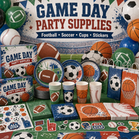 Articles de fête personnalisés pour anniversaire, jour de match sportif, thème football/soccer : vaisselle en plastique, gobelets, autocollants, décorations