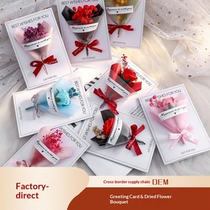 Biglietto d'Auguri Pieghevole con Fiori Secchi, Cartoncino <span class=keywords><strong>Bianco</strong></span>, Fiore Eterno, Piccola Fioritura, Biglietto di Auguri Aziendale, Stella della Madre - Product Image 2