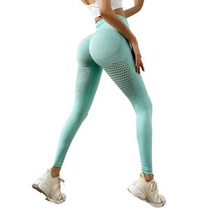 Leggings de sport sans couture pour femmes OEM, nouveaux pantalons de sport tendance pour le fitness, le yoga, motif uni, technique lavée, vente en gros - Product Image 4