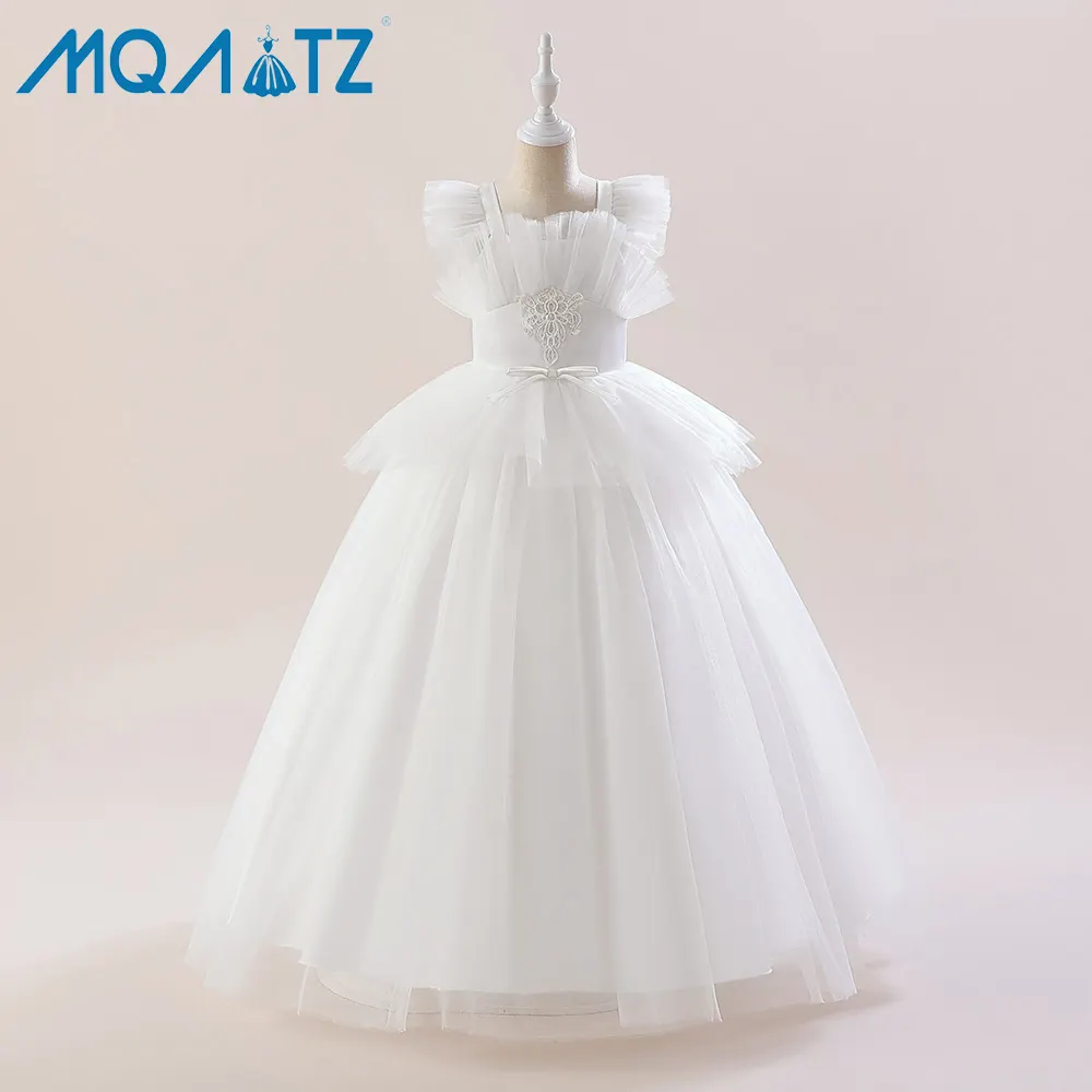 Nova Chegada 2-12 Anos de Idade a Roupa Das Meninas Do Bebê Moda Branco Maxi Vestido Longo para a Festa