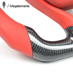 Volante Deportivo de Fibra de Carbono con Cuero <span class=keywords><strong>Rojo</strong></span> Ghibli y Pantalla LED, Compatible con <span class=keywords><strong>Maserati</strong></span> - Product Image 4