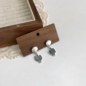 S925 Sterling <b>Silver</b> Cactus Drop Earrings For Women Everyday Wear Plant Shape <b>Stud</b> Earrings Simple Unique Design - Product Image 2
