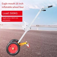 Chariot à plateforme en acier à quatre roues avec roues pneumatiques robustes de 16 pouces