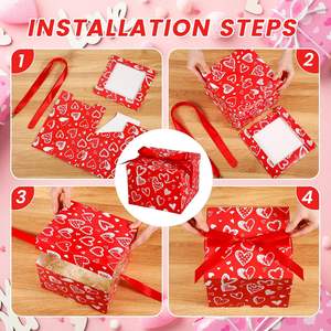 Cajas de Regalo con Estampado de Corazón <span class=keywords><strong>para</strong></span> el Día de San Valentín, con Tapa y Cinta, <span class=keywords><strong>para</strong></span> Aniversarios, Bodas, Cumpleaños, Damas de Honor, Recuerdos de Fiesta (Rojo) - Product Image 3