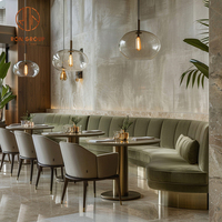Table et banquette incurvées pour restaurant, café, salon de thé – Ensemble mobilier avec chaises et canapé banquette