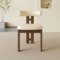 Chaise de Salle à Manger en Bois Massif Rembourrée de Style Scandinave Moderne pour Visiteur, Chaise de Restaurant Design Nordique en Cuir