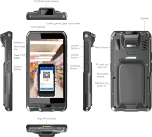 Win10/11 5.98inch công nghiệp gồ ghề cầm tay di động PDA với 2D Máy quét mã vạch và có thể thay thế pin cho dữ liệu Capture - Product Image 6