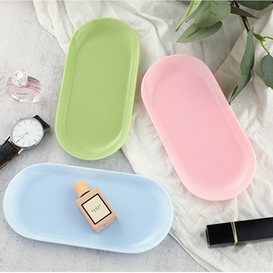 Macaron Color Plastic Pink Desktop Cosmetics Storage Tray Living Room Porch Jewelry Display Tray for Girl