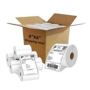 Kosong pengiriman Label kertas gulungan Barcode stiker Thermal Label untuk Printer kosong putih 4X6 inci gulungan kertas termal langsung