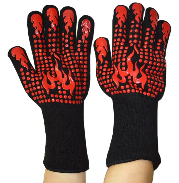 Nouveau style personnalisé haute température résistance gants de BARBECUE En Silicone Four gant