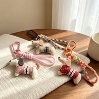 Pendentif chien en tissu dessin animé de 6-10 cm, poupée mignonne haut de gamme, accessoire pour bagages, porte-clés, pendentif