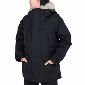 Parka Larga para Hombre, Cortavientos con Capucha para Invierno, Talla Grande, Transpirable, Ecológica, con Forro de Lona de Algodón y Felpa - Product Image 1