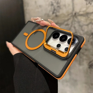 Funda de teléfono móvil con soporte de lente de Metal Invisible de alta calidad para Samsung <span class=keywords><strong>S22</strong></span> S23 S25Ultra S24Plus, funda acrílica translúcida magnética - Product Image 1