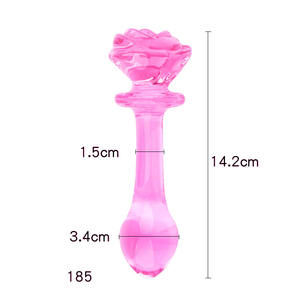 3D Pink Long Glass Flower <b>Anal</b> <b>Butt</b> <b>Plug</b> - Product Image 5