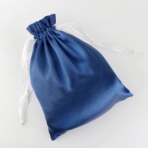 <b>Navy</b> Satin Custom Logo Jewelry Pouches Recyclable & Eco-Friendly Drawstring Gift Bag Silk <b>Ribbon</b> for Shoes Promotion Wholesale - Product Image 2