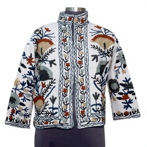 Handmade Knitted Winter Soft Fabric Cotton <b>Quilted</b> Short <b>Jacket</b> with TNT Suzani Embroidery for Women's Ethnic Parties Outings - Product Image 1