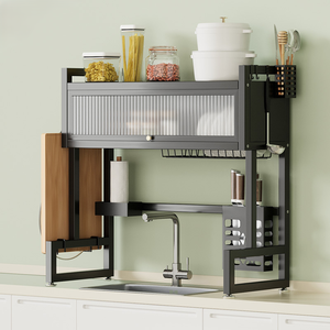 <span class=keywords><strong>Escurridor</strong></span> <span class=keywords><strong>de</strong></span> <span class=keywords><strong>Platos</strong></span> Sobre el Fregadero con Puerta Antipolvo, Organizador <span class=keywords><strong>de</strong></span> Cocina que Ahorra Espacio para <span class=keywords><strong>Platos</strong></span> - Product Image 1