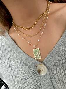 Étoile lune soleil <span class=keywords><strong>chevalier</strong></span> de tasses hypoallergénique Rectangle signe <span class=keywords><strong>du</strong></span> <span class=keywords><strong>zodiaque</strong></span> céleste plaqué <span class=keywords><strong>or</strong></span> carte Tarot pendentif de pont collier - Product Image 6