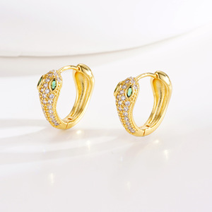 New Popular Hot <strong>Smooth</strong> Copper Plated 18K Gold <strong>Snake</strong> With Diamonds <strong>Snake</strong> Fashion Personalized Earrings - Product Image 2