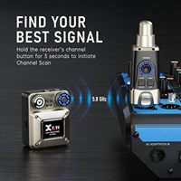 Système de monitoring intra-auriculaire sans fil Xvive U45 IEM avec émetteur 5.8GHz et récepteur bodypack pour studio/essai/spectacle en direct, avec fonction de balayage de canaux