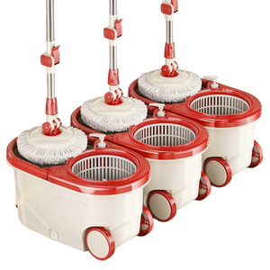 Juego de Cubo y Trapeador Mágico <span class=keywords><strong>Kleaner</strong></span> de Diseño Nórdico, Limpieza Moderna para el Hogar con Cabezal de Trapeador Redondo de Algodón, Mango Giratorio y Cesta de Plástico - Product Image 3